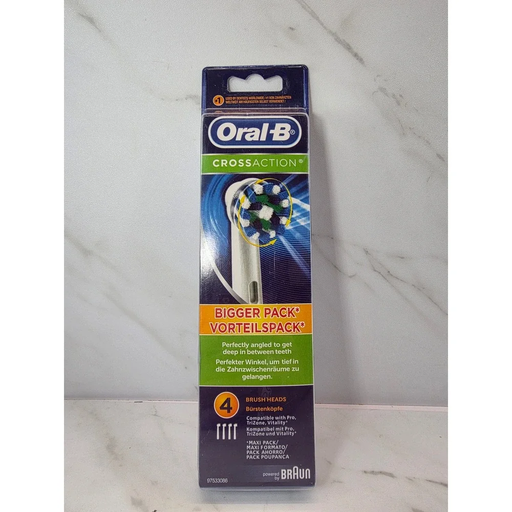 Oral-B CrossAction Replacement Brush Heads - 4 Count‎ - New